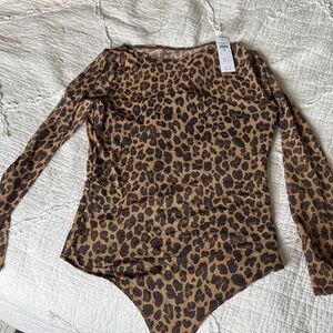 Abercrombie Leopard Print mesh Bodysuit